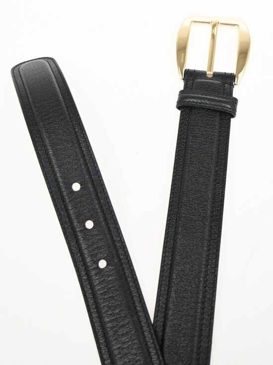 GUCCI Logo Belt 80/32 35mm Leather Black GHW Italy 68KC925